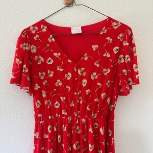 Siren Lily Red Floral Midi Dress